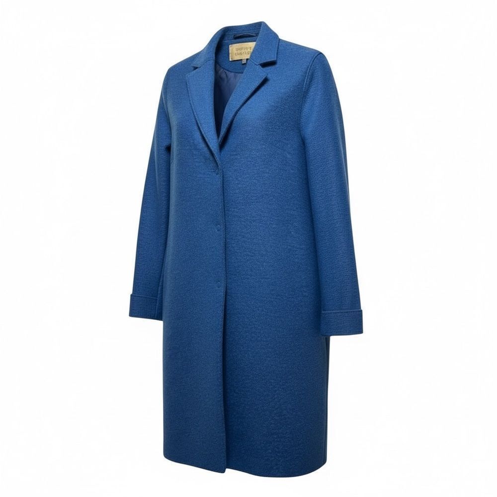 Harris Wharf London Cocoon Coat Blue Pressed Wool
